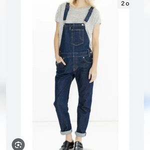 Levi's Cotton Dark Wash Denim Bib Overalls Straight Leg Size Small